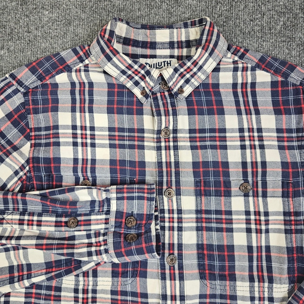 Duluth Trading Free Swingin' Flannel Slim Fit Shirt Mens LT Tall Plaid Blue READ